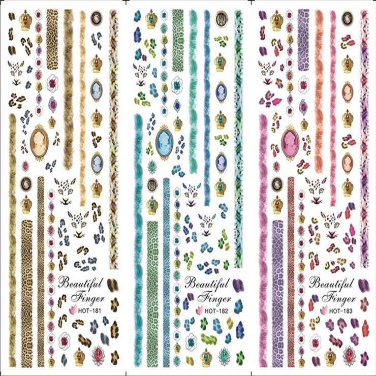 HOT181-183 Leopard Print Water Nail Sticker