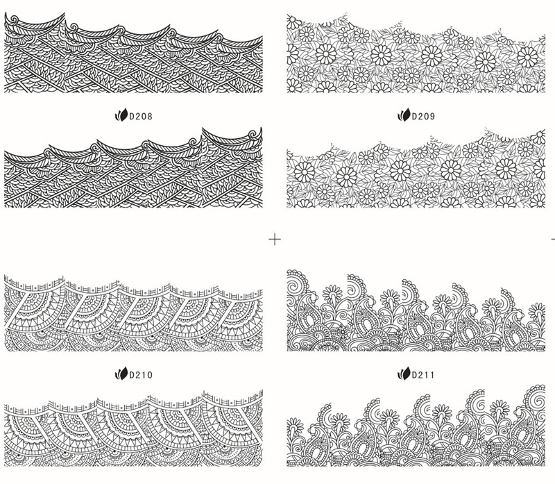 D200-215 Black Water Nail Sticker