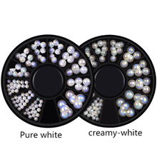 New Arrival White AB Nail Art Decorative Flat Pearl
