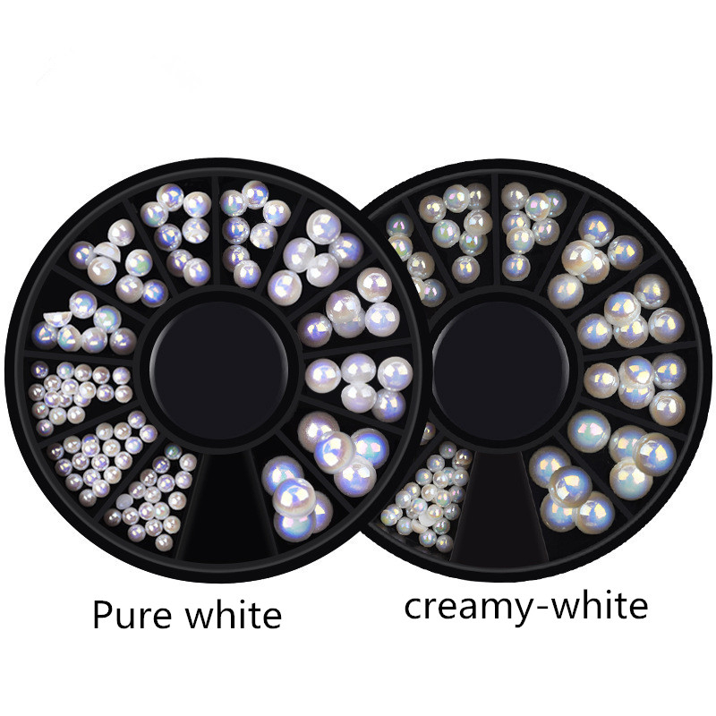 New Arrival White AB Nail Art Decorative Flat Pearl