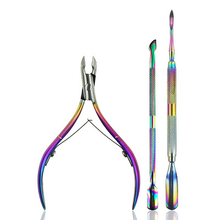 3PCS Manicure Cuticle Pushers Scissor Set