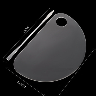 Acrylic Fan-shaped Palette With Stainless Steel Spatula
