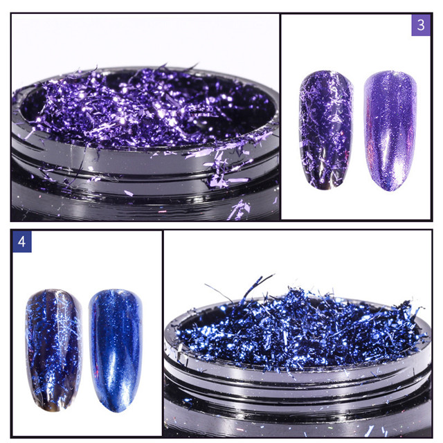 Colorful Platinum Color Foil Wire Nail Mirror Powder