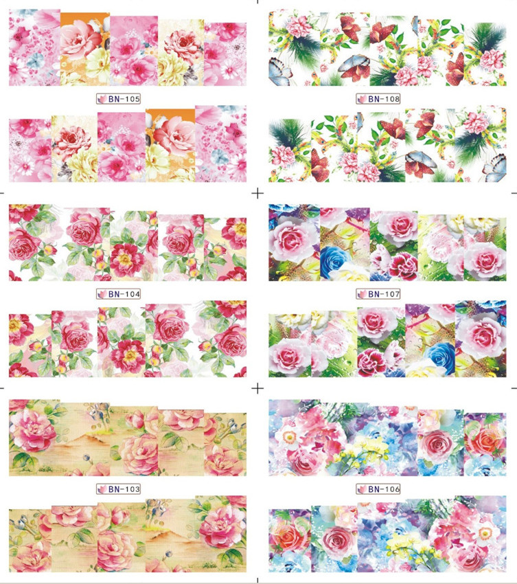 BN097-108 Flower Water Nail Sticker