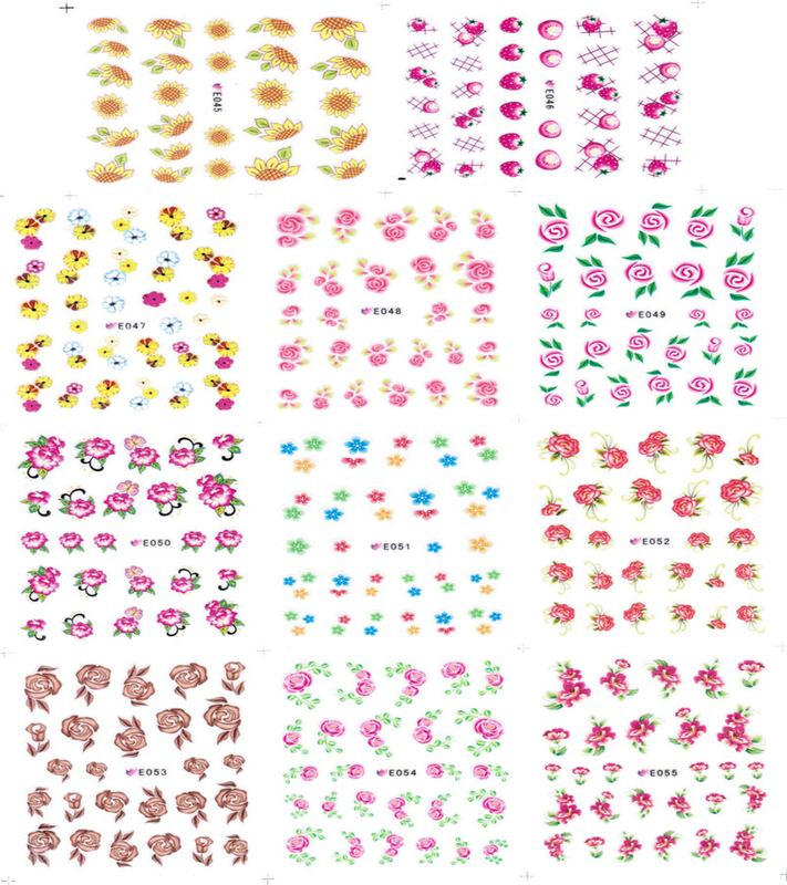 E045-055 3D Flower Simulation Nail Art Sticker