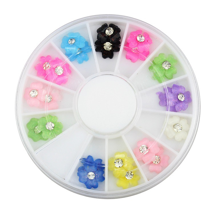 Flower Nail Art Decoration with Rhinestone