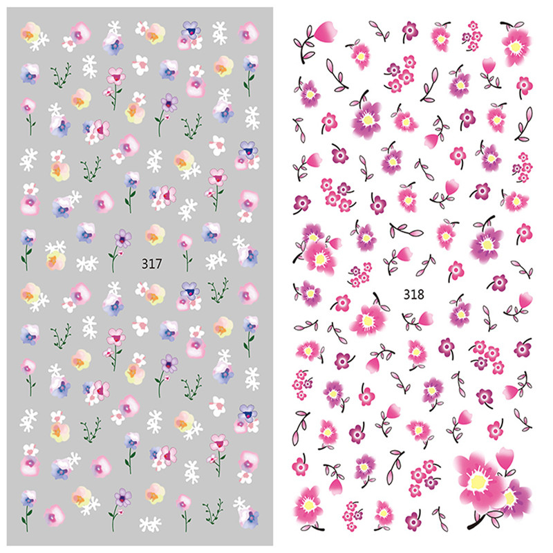 LY317-318 Thin 3D Flower Nail Art Sticker