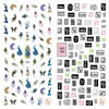 LY235-236 Thin 3D Peacock Hair And Icons Nail Sticker