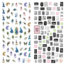 LY235-236 Thin 3D Peacock Hair And Icons Nail Sticker