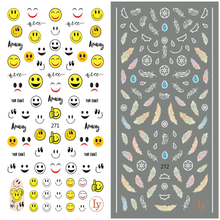 LY271-272 Thin 3D Emoji And Feather Nail Sticker