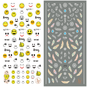 LY271-272 Thin 3D Emoji And Feather Nail Sticker