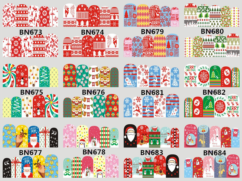 BN673-684 Christmas Water Nail Sticker