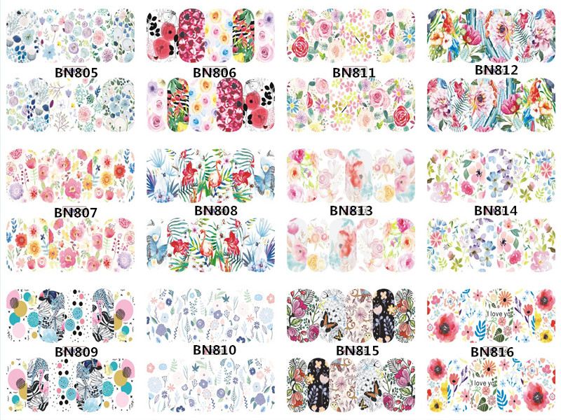 BN805-816 Flower Water Nail Sticker