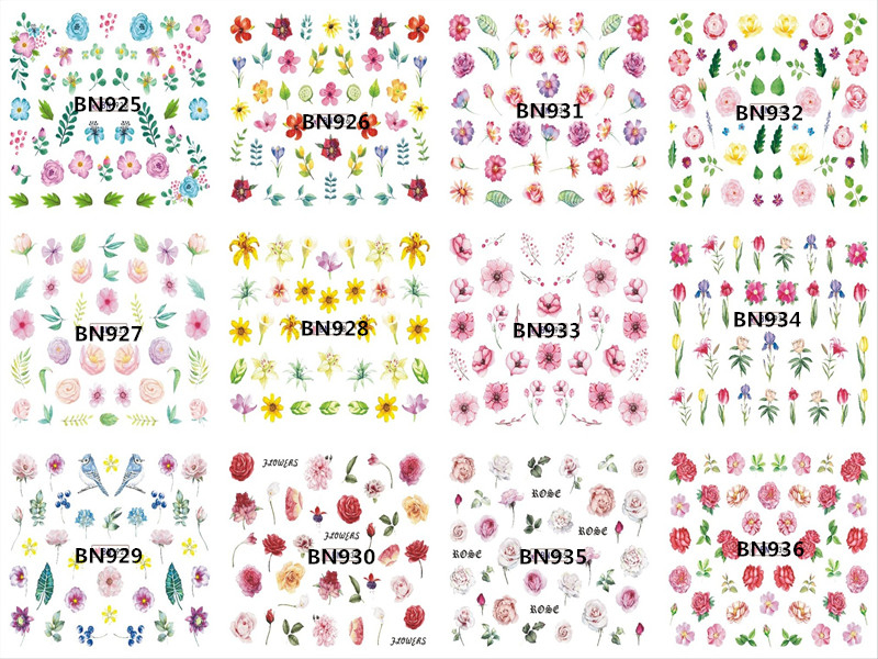 BN925-936 Flower Water Nail Sticker