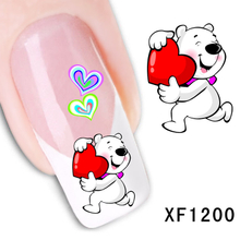 XF1199-1204 Heart And Bow-knot Water Nail Sticker