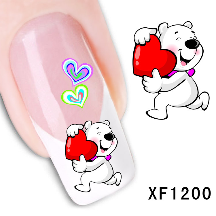 XF1199-1204 Heart And Bow-knot Water Nail Sticker