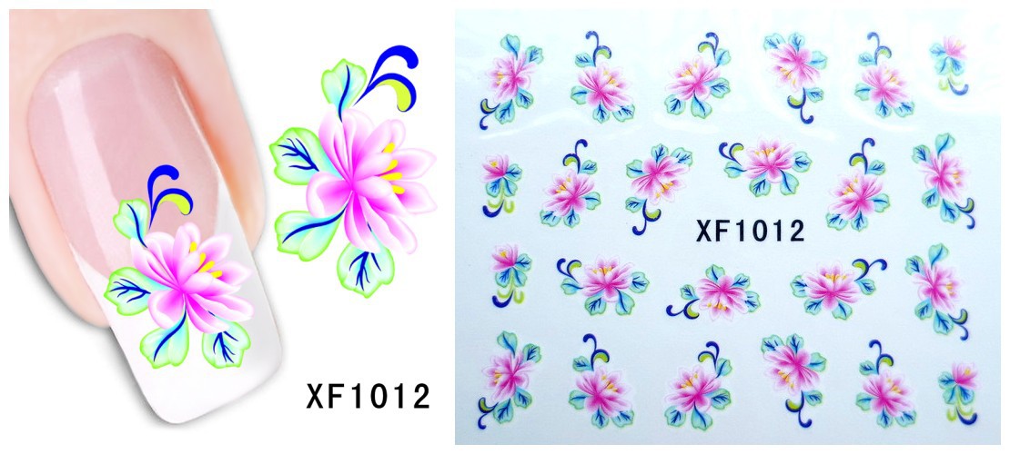 XF1007-1012 Flower Water Nail Sticker