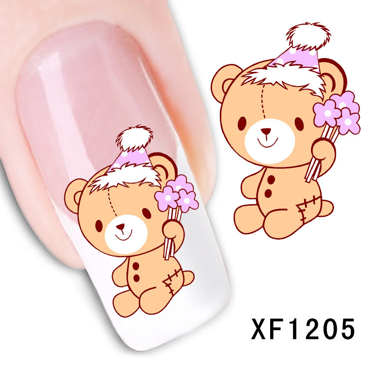 XF1205-1210 Animal And Heart Water Nail Sticker