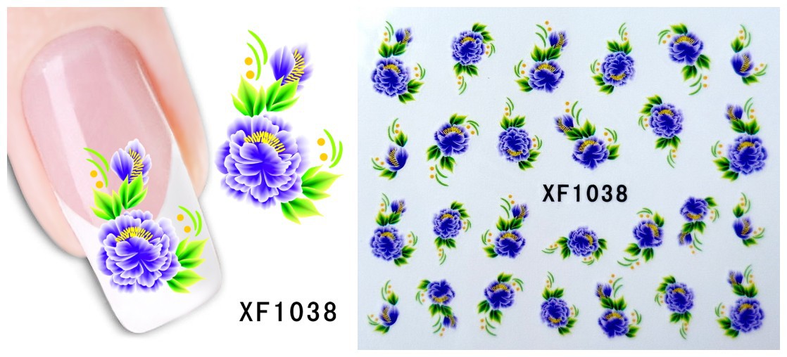 XF1037-1042 Flower Water Nail Sticker