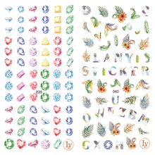 LY039-040 Thin 3D Jewelry And Feather Nail Sticker
