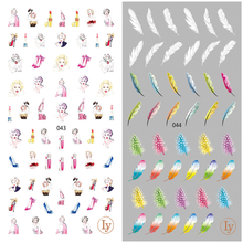LY043-044 Thin 3D Women And Feather Nail Sticker