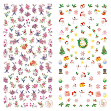 LY051-052 Thin 3D Christmas And Flower Nail Sticker