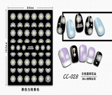 CC-028 3D White Transparent Flower Nail Sticker