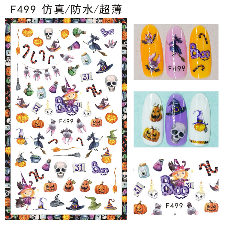 F499 DIY Design 3D Self Adhesive Halloween Nail Art Sticker