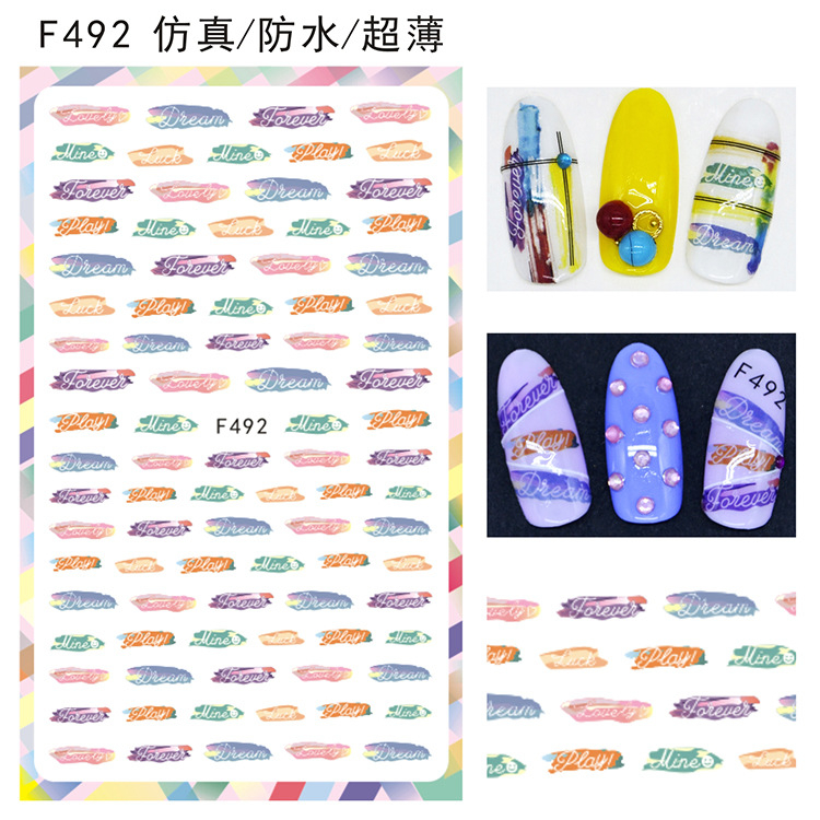 F492 DIY Design 3D Self Adhesive Words Nail Art Sticker
