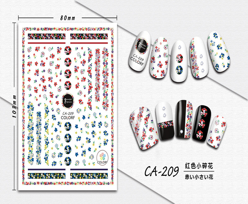 CA-209 3D Red Small Floral Nail Sticker