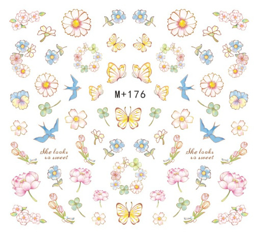 M+174-181 Flower Water Nail Sticker 