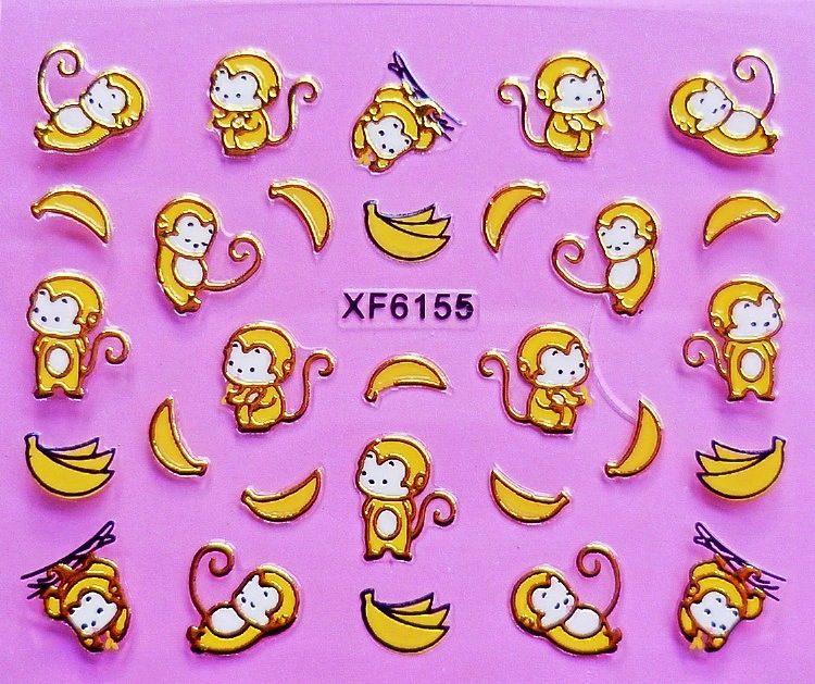 XF6153-6158 3D Gold Metal Nail Art Sticker 