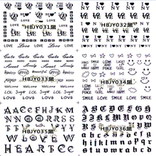 HBJY031-036 Black Letters Nail Art Sticker 