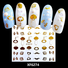 XF6274 3D Gold Metal Nail Art Sticker 