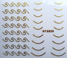 XF6049-6054 3D Gold Metal Nail Art Sticker 