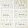 HBJY061-072 3D Gold Zipper Nail Art Sticker 