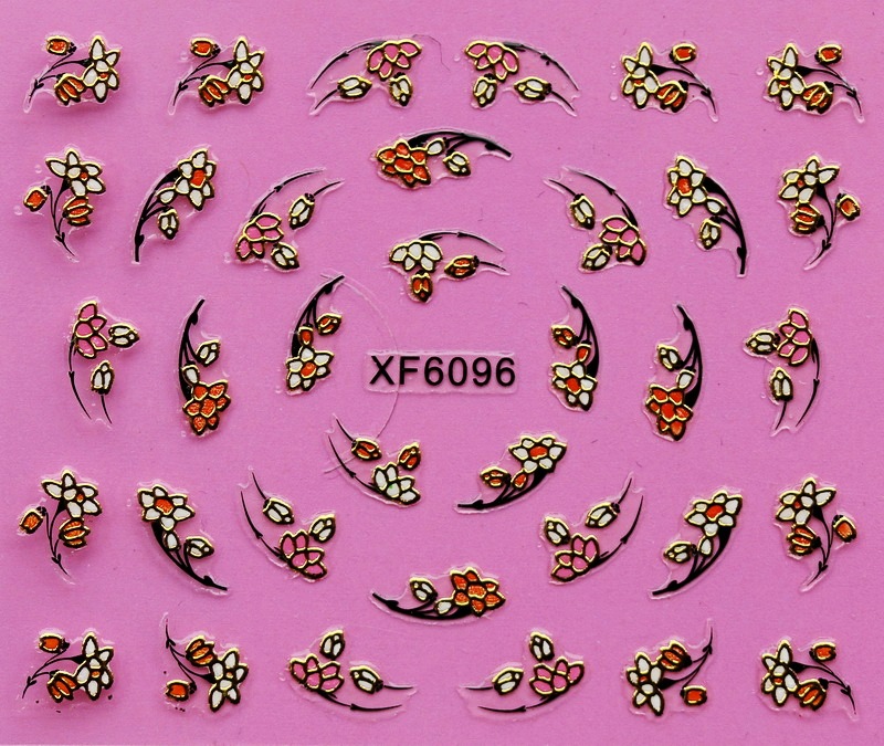 XF6094-6099 3D Gold Metal Nail Art Sticker 