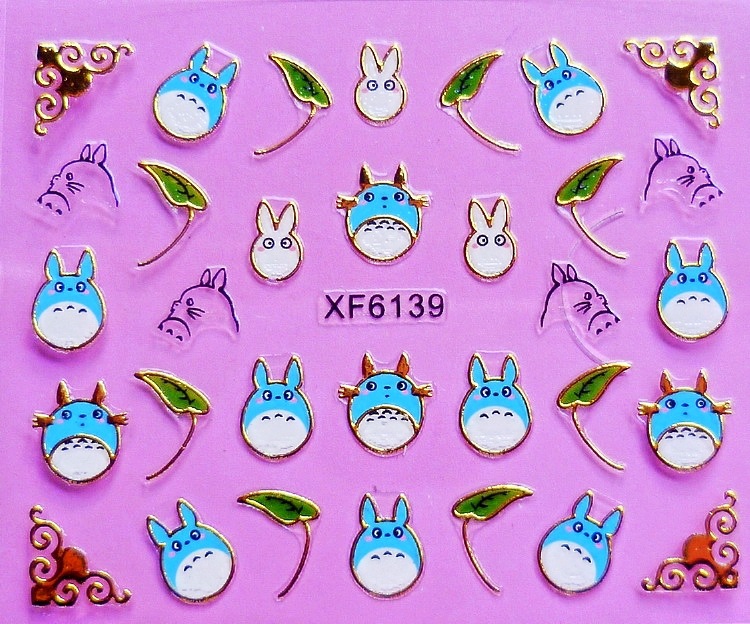 XF6135-6140 3D Gold Metal Nail Art Sticker 