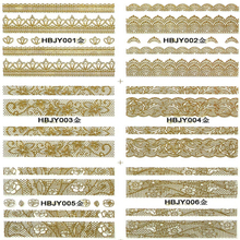 HBJY001-006 Gold Lace Nail Art Sticker 
