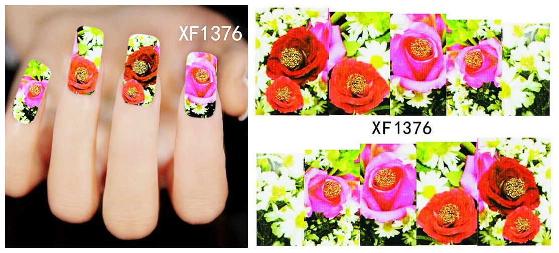 XF1372-1377 Flower Water Nail Sticker
