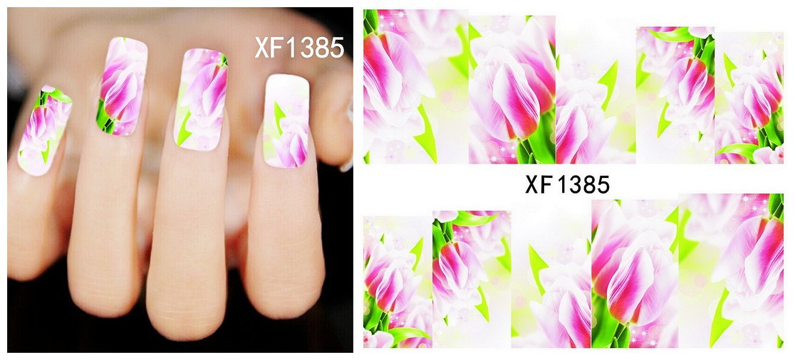 XF1384-1389 Flower Water Nail Sticker