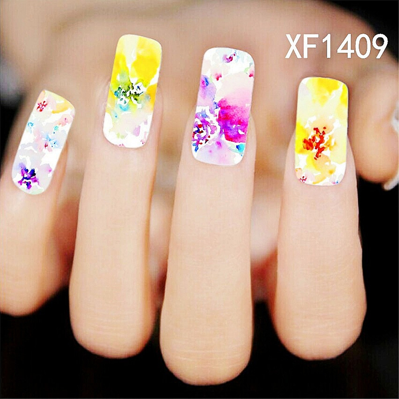 XF1408-1413 Flower Water Nail Sticker