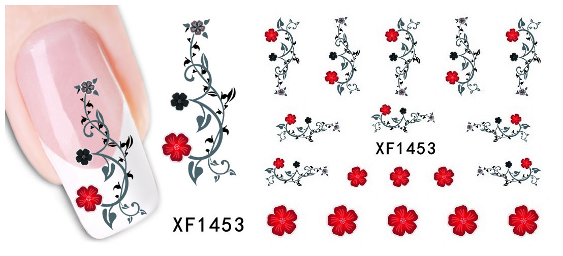 XF1450-1455 Flower Water Nail Sticker