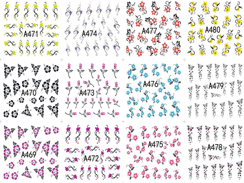 A469-480 Flower Water Nail Sticker