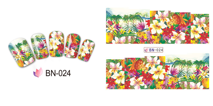 BN019-024 Flower Water Nail Sticker