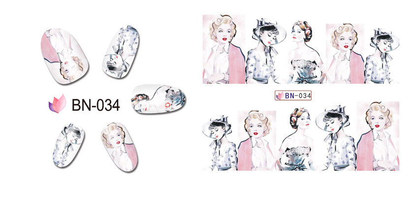BN031-036 Women Water Nail Sticker