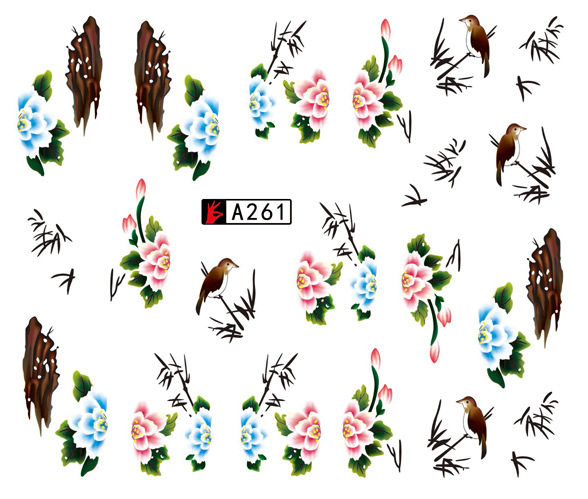 A259-264 Flower Water Nail Sticker