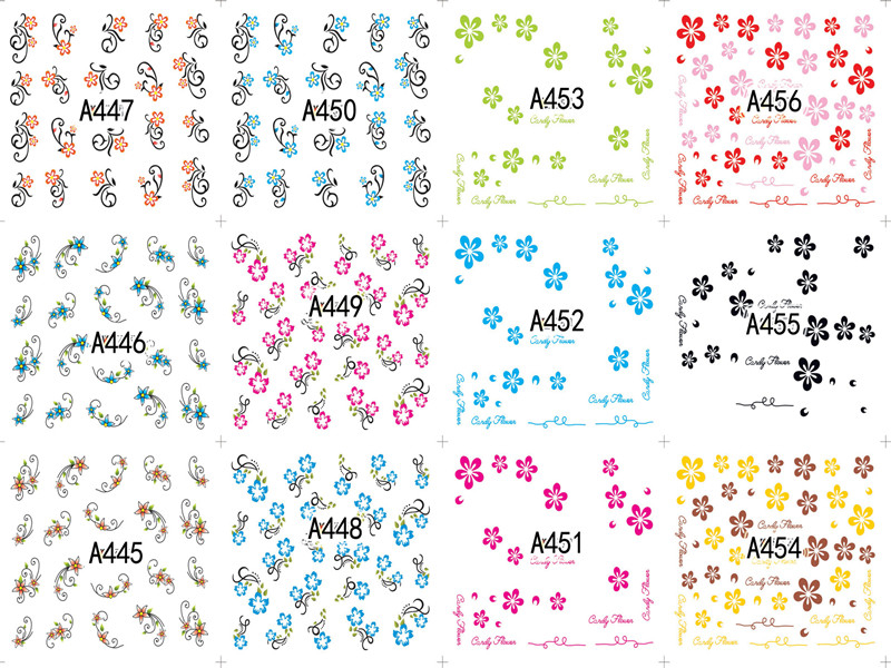 A445-456 Flower Water Nail Sticker
