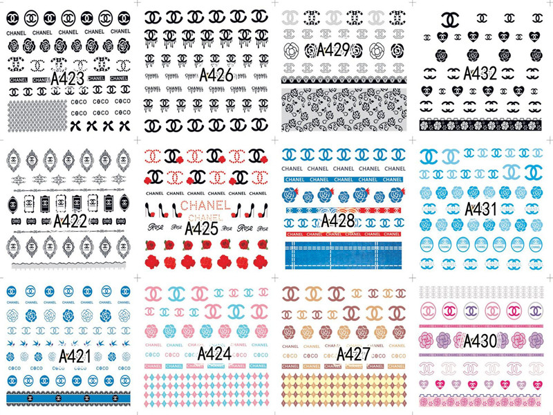 A421-432 Brand Logo Water Nail Sticker