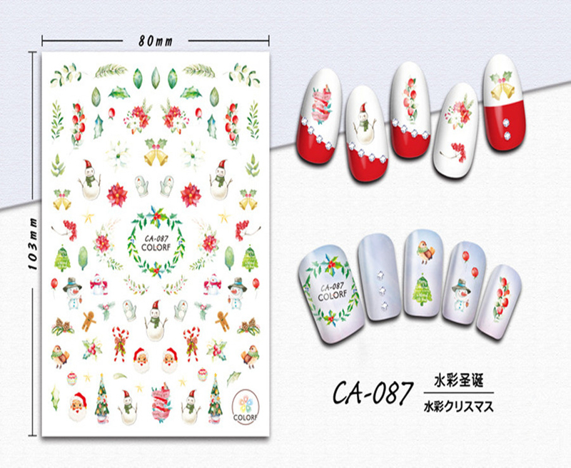 CA-087 3D Watercolor Christmas Nail Sticker